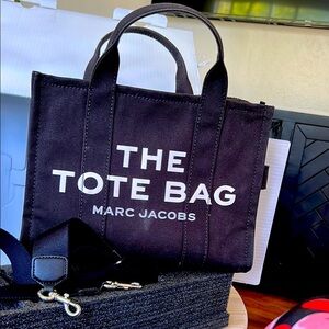 Marc Jacobs Black Canvas Tote with Bold Branding